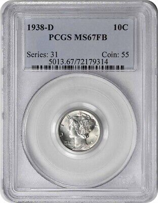 1938-D Mercury Silver Dime MS67FB PCGS