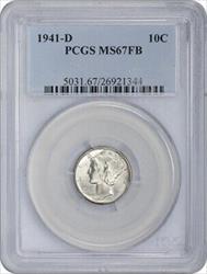 1941-D Mercury Silver Dime MS67FB PCGS