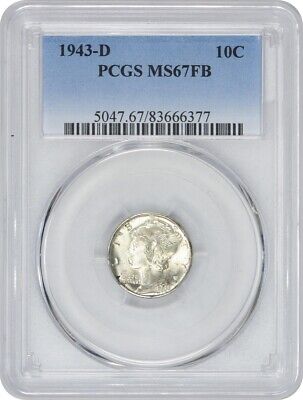 1943-D Mercury Silver Dime MS67FB PCGS