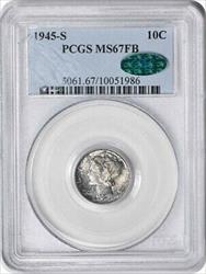 1945-S Mercury Silver Dime MS67FB PCGS (CAC)