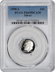 1998-S Roosevelt Dime PR69DCAM Silver PCGS