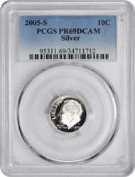 2005-S Roosevelt Dime PR69DCAM Silver PCGS