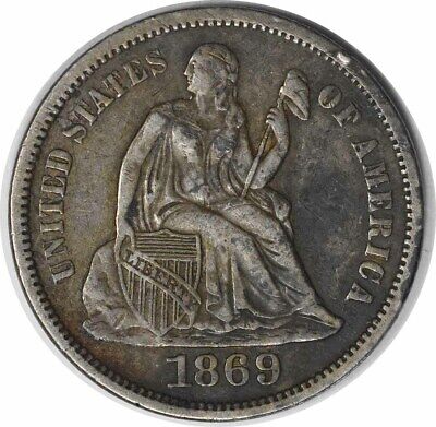 1869-S Liberty Seated Silver Dime EF Uncertified #1046