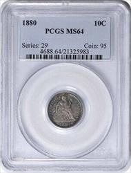 1880 Liberty Seated Silver Dime MS64 PCGS