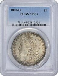 1880-O Morgan Silver Dollar MS63 PCGS Rusty Brown Toned