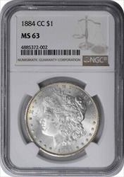 1884-CC Morgan Silver Dollar MS63 NGC