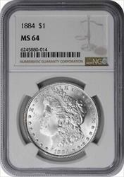 1884 Morgan Silver Dollar MS64 NGC