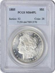 1885 Morgan Silver Dollar MS64PL PCGS