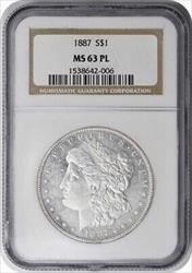 1887 Morgan Silver Dollar MS63PL NGC