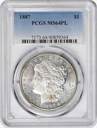 1887 Morgan Silver Dollar MS64PL PCGS