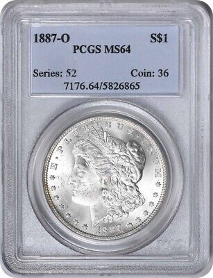 1887-O Morgan Silver Dollar MS64 PCGS