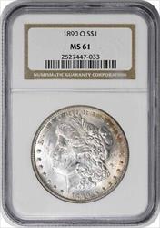 1890-O Morgan Silver Dollar MS61 NGC