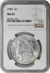 1904 Morgan Silver Dollar MS63 NGC