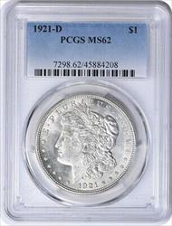 1921-D Morgan Silver Dollar MS62 PCGS