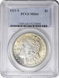 1921-S Morgan Silver Dollar MS64 PCGS