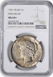 1921 Peace Silver Dollar MS64+ NGC