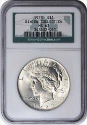 1923 Peace Silver Dollar MS63 NGC