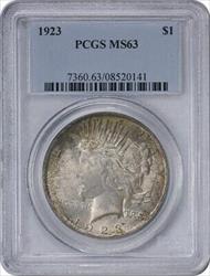 1923-P Peace Silver Dollar MS63 PCGS Dark Cloudy Red Toned on Both Sides