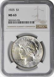 1925 Peace Silver Dollar MS63 NGC