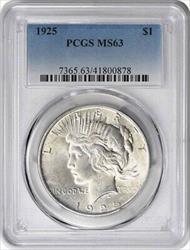 1925 Peace Silver Dollar MS63 PCGS