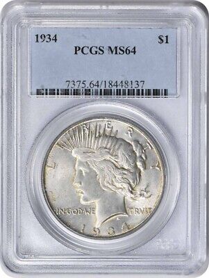 1934 Peace Silver Dollar MS64 PCGS