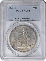 1874-CC Trade Silver Dollar AU58 PCGS