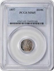 1857 Liberty Seated Silver Half Dime MS65 PCGS