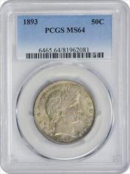 1893 Barber Silver Half Dollar MS64 PCGS
