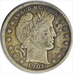 1901 Barber Silver Half Dollar VF Uncertified #221