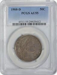 1908-D Barber Silver Half Dollar AU55 PCGS