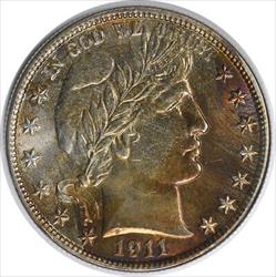 1911-S Barber Silver Half Dollar MS60 Uncertified #204