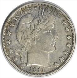 1911-S Barber Silver Half Dollar EF Uncertified #121