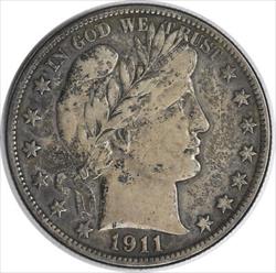 1911-S/S Barber Silver Half Dollar FS-501 VF Uncertified #208