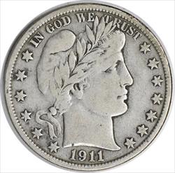 1911-S/S Barber Silver Half Dollar FS-501 VF Uncertified #209