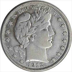 1912 Barber Silver Half Dollar Choice VF Uncertified #202