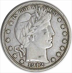 1912 Barber Silver Half Dollar Choice VF Uncertified #224