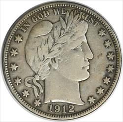 1912 Barber Silver Half Dollar VF Uncertified #1014