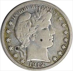 1912-S Barber Silver Half Dollar VF Uncertified #221