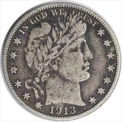 1913-S Barber Silver Half Dollar VF Uncertified #246