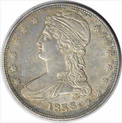 1838 Bust Silver Half Dollar Reeded Edge AU58 Uncertified #321