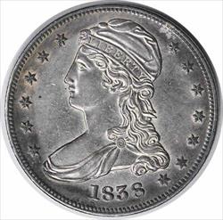1838 Bust Silver Half Dollar Reeded Edge AU58 Uncertified #335