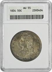 1834 Bust Half Dollar Small Date Small Letters AU55 ANACS