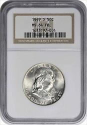 1949-D Franklin Silver Half Dollar MS64FBL NGC