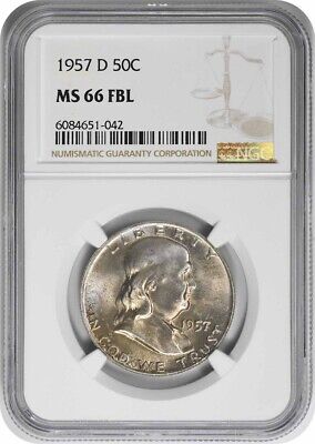 1957-D Franklin Silver Half Dollar MS66FBL NGC