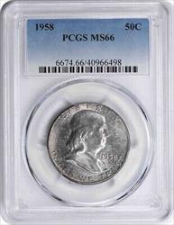 1958 Franklin Silver Half Dollar MS66 PCGS
