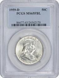1959-D Franklin Silver Half Dollar MS65FBL PCGS