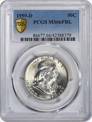 1959-D Franklin Silver Half Dollar MS66FBL PCGS