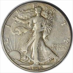 1938-D Walking Liberty Silver Half Dollar EF Uncertified #309