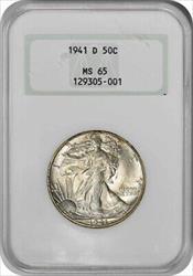 1941-D Walking Liberty Silver Half Dollar MS65 NGC