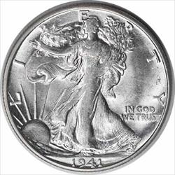 1941-S Walking Liberty Silver Half Dollar MS63 Uncertified #205